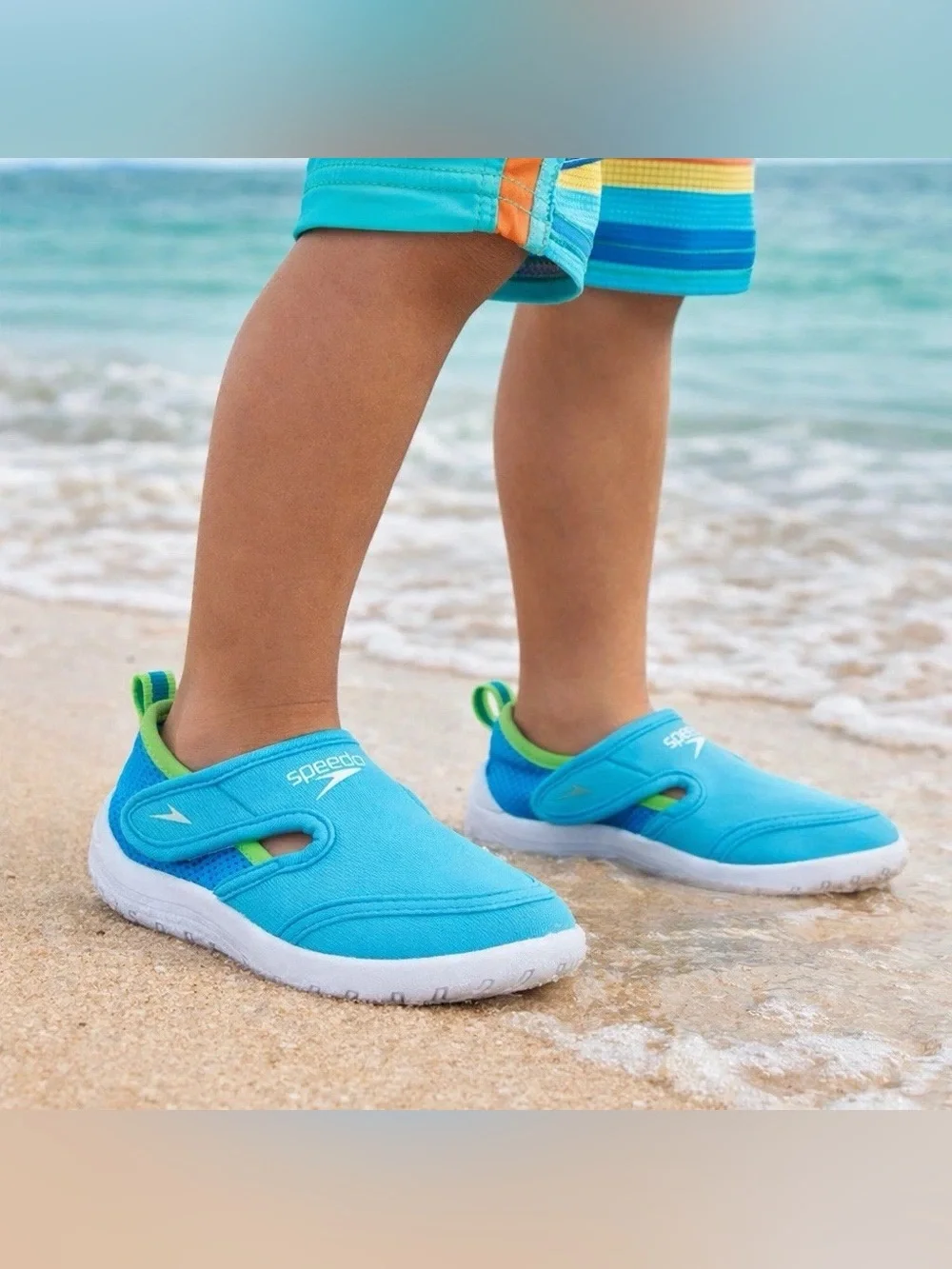 NEW Speedo Kids (Toddlers) Hybrid Water Shoes Boys XL 11 / 12 Blue/Turquoise